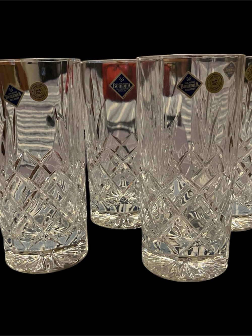 Vintage Bohemia Crystal Highball Glasses - Clear (Set of 4)